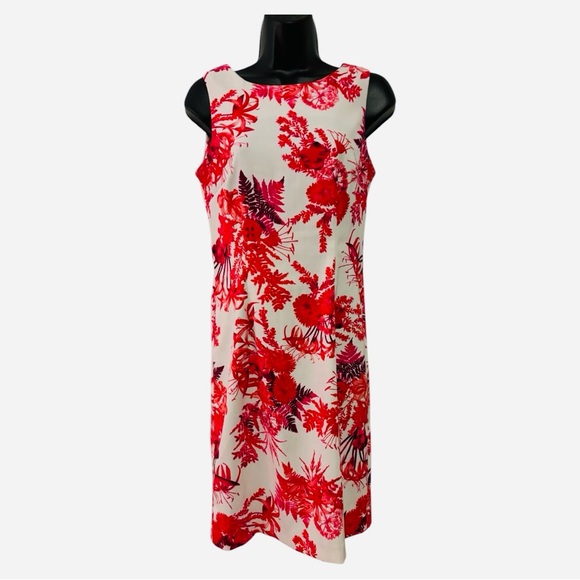 Mario Serrani Italy ladies Shift Dress Size 4 Great Condition Red/Pink floral - Picture 6 of 11